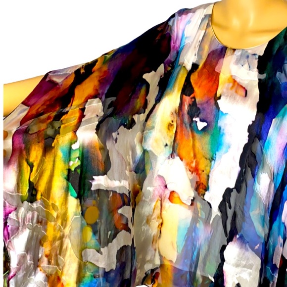 Caroline Rose Hand Painted Devore Caftan, Petite - Picture 5 of 9
